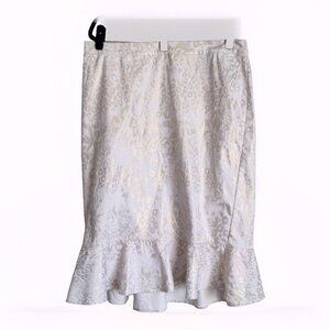 Catherines Women’s 1X Tulip Skirt Ivory Metallic Gold Leopard Evening Office